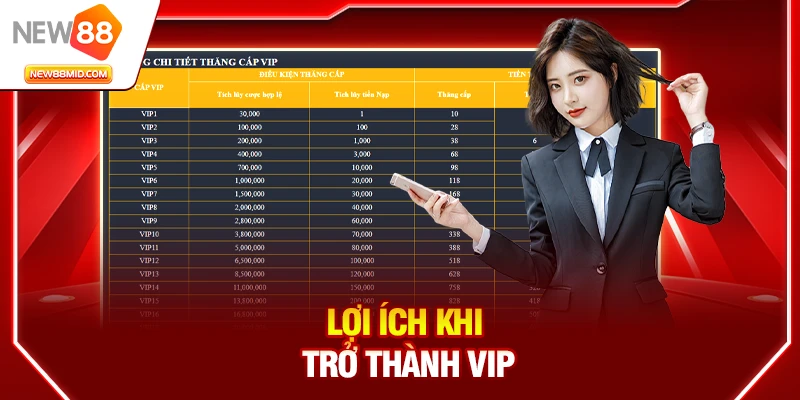 Vip new88 – Thành viên VIP đặc quyền nhận ưu đãi khủng 2 Lợi ích khi trở thành VIP